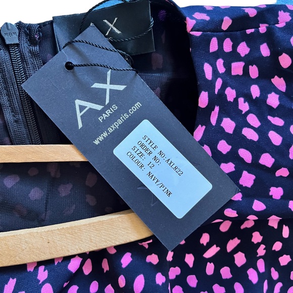 Asos AX Paris Flowy Mini Dress In Navy And Pink Size UK 12 US 8 - Picture 4 of 6